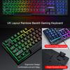 T-WOLF 3PCS Gaming Keyboard Mouse Pad Set Mechanical Feel Keyboard Optical Mouse with RGB Backlit for PC