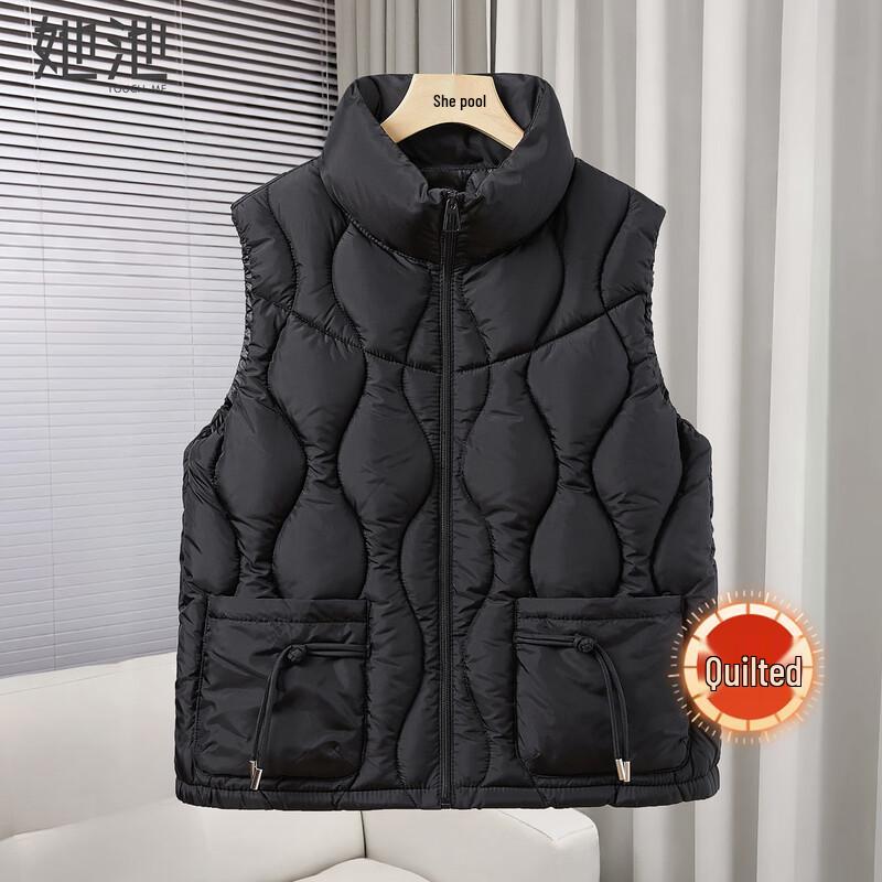 

Women s Stand Collar Zipper Padded Vest M