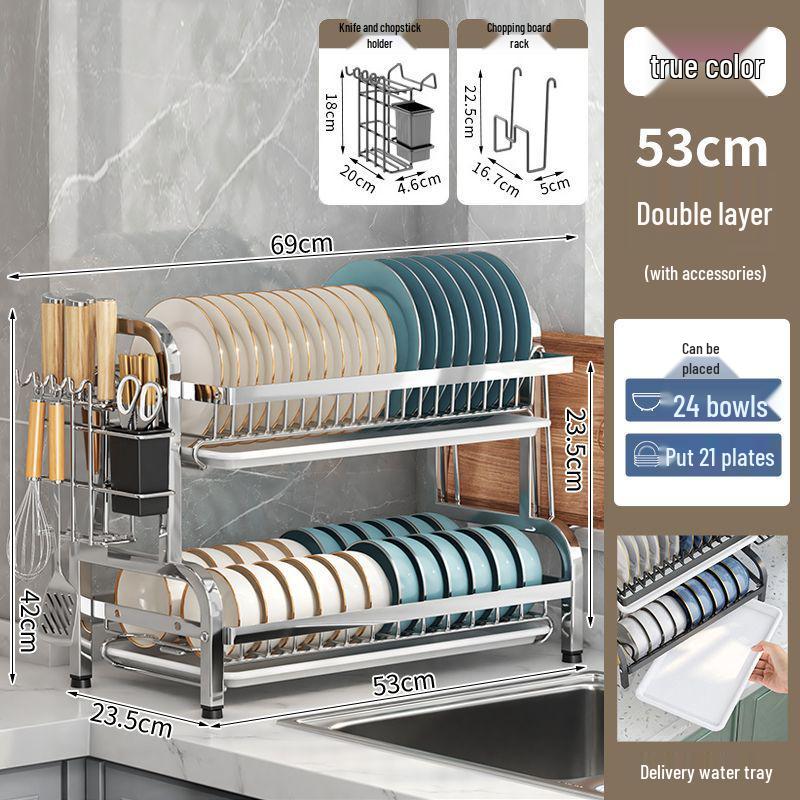 304 Stainless Steel Multi-functional Dish Drying Rack for Plates and Bowls