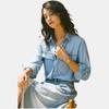Levis SS24 Summer Collection Denim Solid Color Loose Long Sleeve Shirt Women Shirts Dark-Blue 001BO-0000