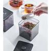 Yamazaki Tower Square Storage Container with Spoon and Valve, Black, Approx. W9.2 x D9.2 x H10.2cm, for Seasonings and Tea Leaves, Anti-oxidation, 546