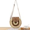 Bolsa feminina boho tecido verão praia sacola de palha redonda bolsa de ombro de vime