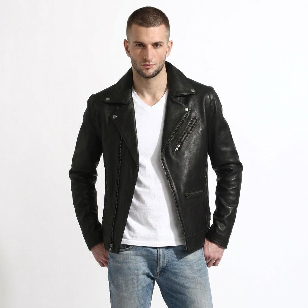 Giacca da uomo fatta a mano Biker Moto Stile Nero Vera Pelle di Agnello