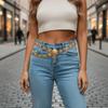 Carved Design Water-Sprinkling Festival Waist Chain Retro Metal Belt  Festival
