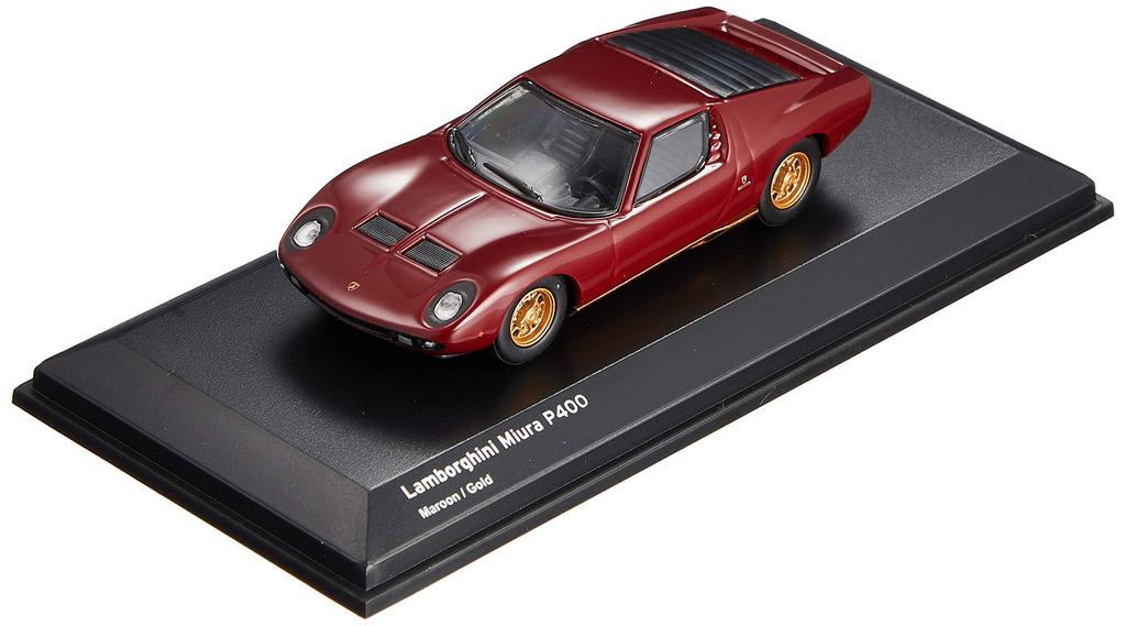 Bunka Original Scale Mini Car Series Lamborghini Miura P400 Finished Product 1/64 Maroon/Gold