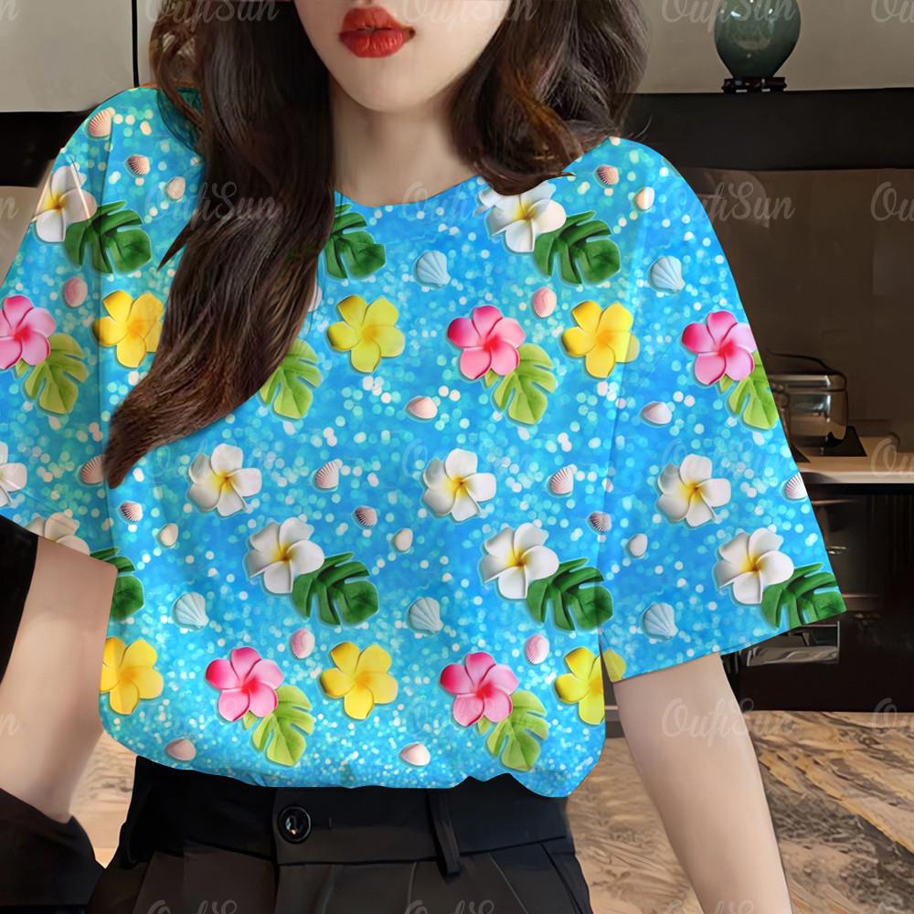 Camiseta 3D printed women's T-shirt, Korean clothing, short sleeved shirt