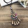 Retro Long Fashion Classical Embroidery Fringed Necklace Temperament Wind Chimes Pendant Miao Sweater Chain Accessories