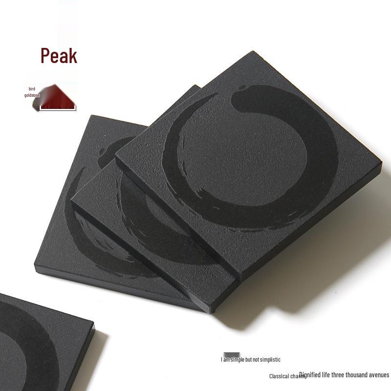 Hand-Carved Natural Stone Tea Set: Obsidian Teacup Rack, Tray, and Coaster