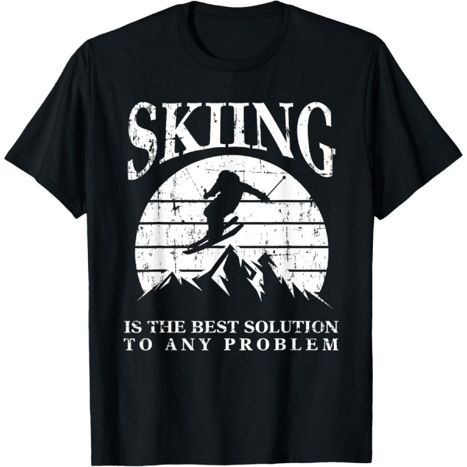 Funny Skiing Ski Skiier Winter Sports Enthusiast Gag Outfit T-Shirt(1) S