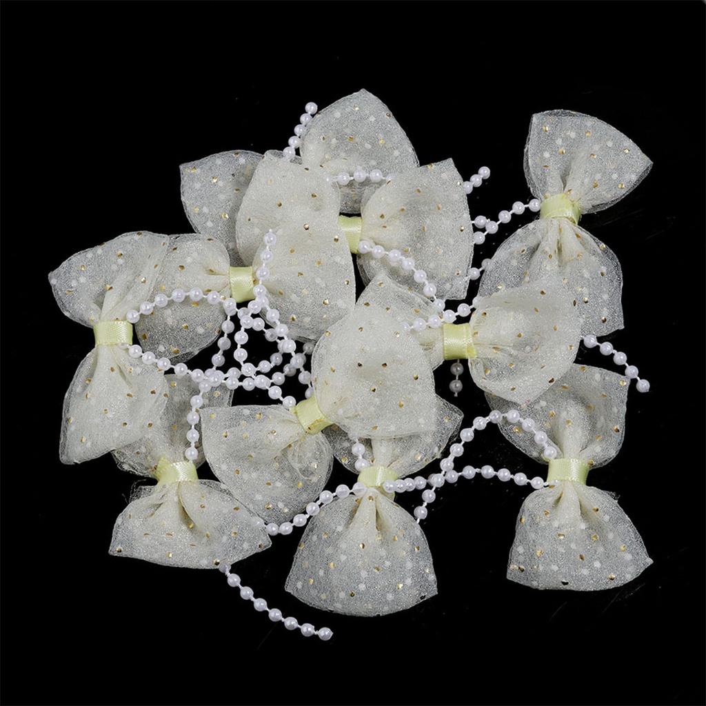 10pcs/lot Mini Cute Mesh Polka Dot Pearl Bow For Jewelry Making DIY Wedding Party Hair Clip Headband Clothing Crafts Decoration