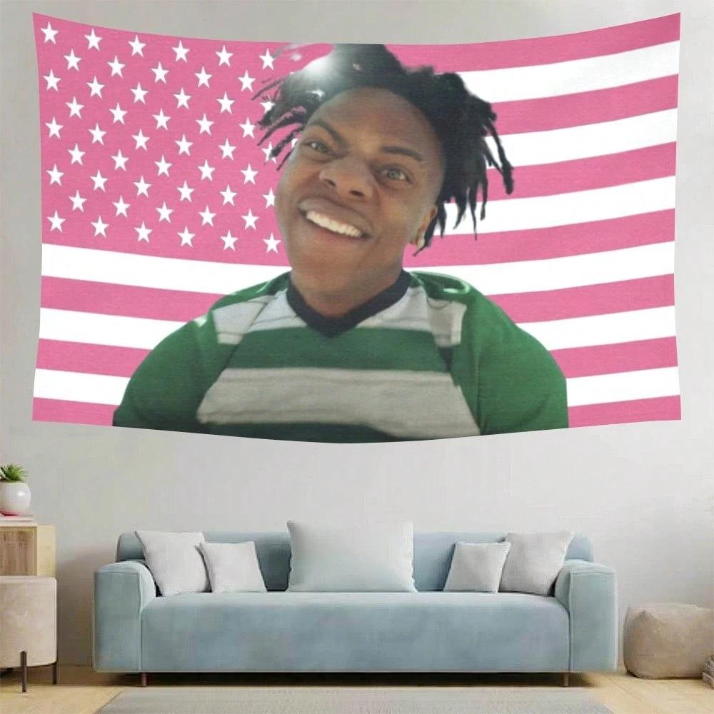 Rosa Amerikanische Flagge Wandteppich Hip Hop Rap Promi Wandbehang Ästhetisches Schlafzimmer Wohnheim Dekor Polyester Weich Langlebig Innen Außen