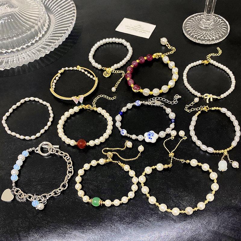 ins style pearl bracelet girls retro niche temperament beaded bracelet high-end couple girlfriend jewelry