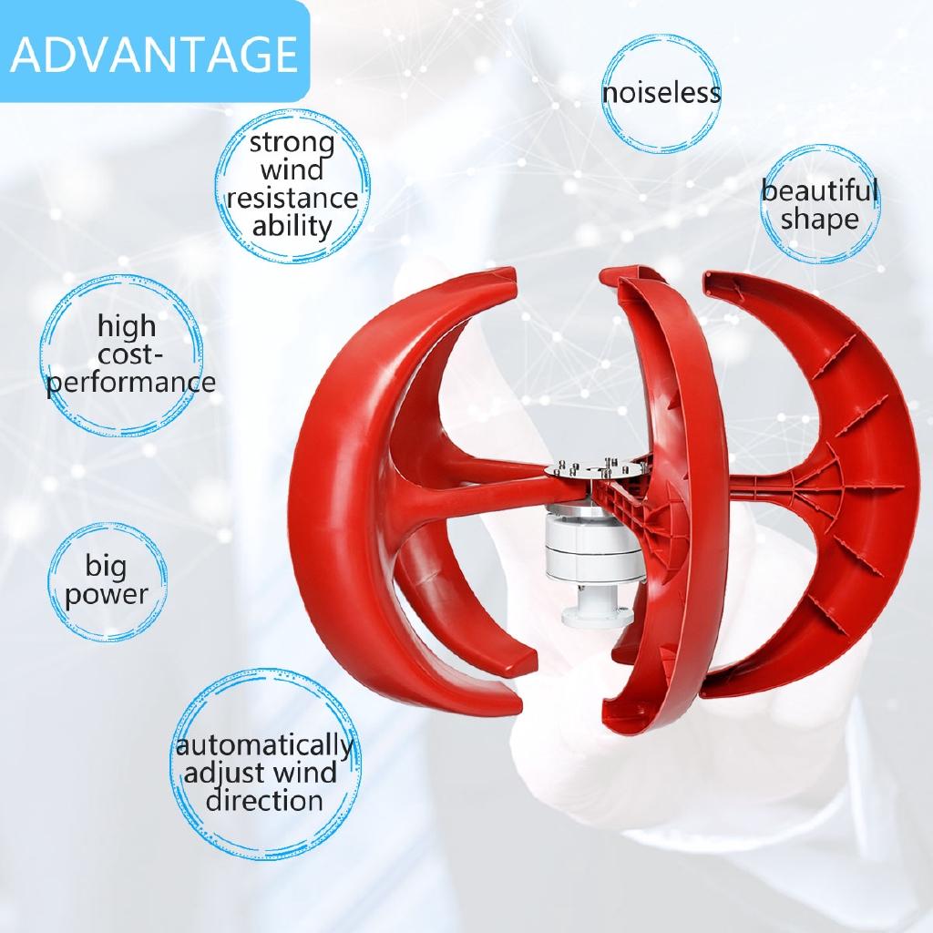 2000W Vertical Axis Wind Turbines Generator Lantern 5 Blades Motor Kit Home Hybrids Streetlight Electromagnetic 12/24V