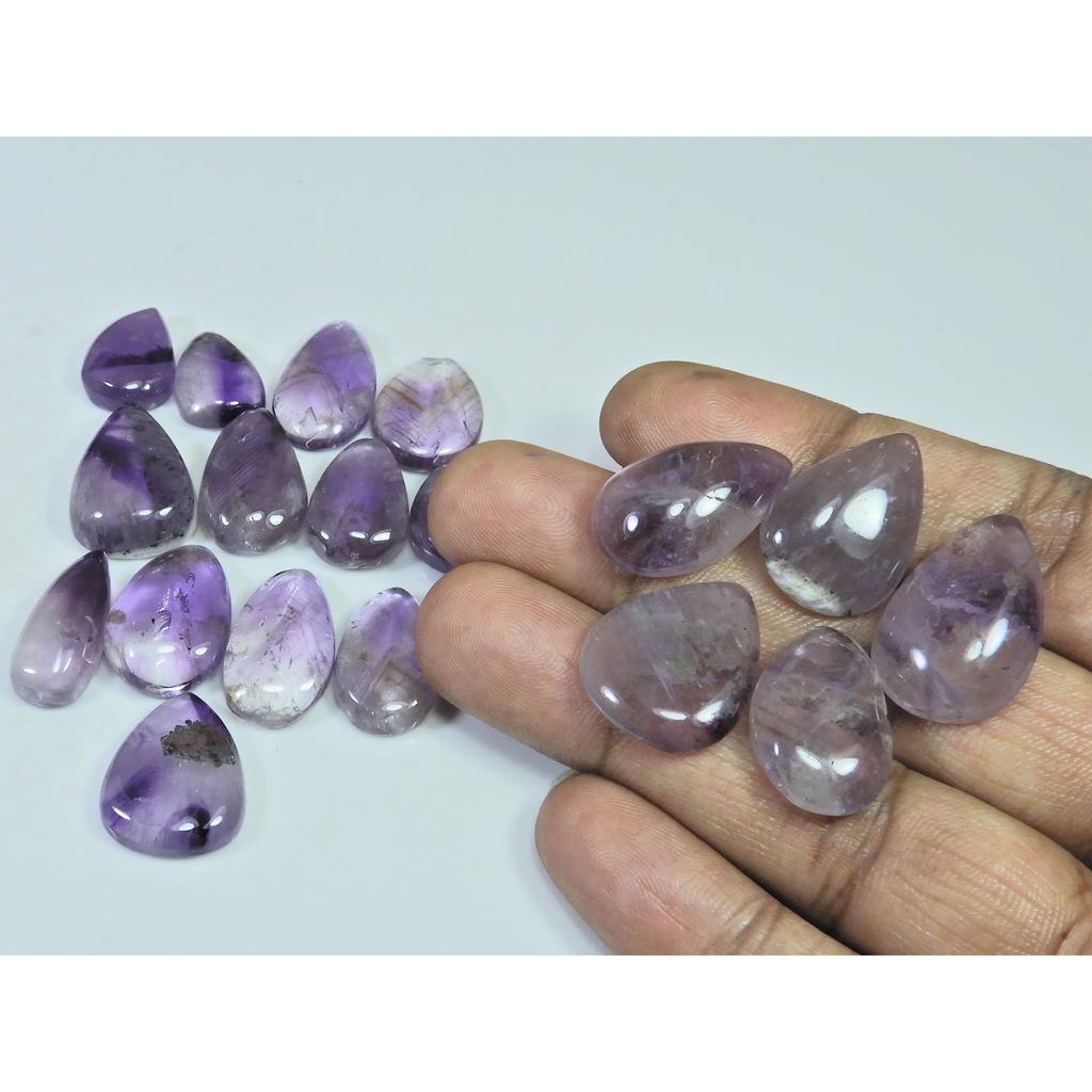 235Cts. Natural Amethyst Lace Agate Pear Shape Cabochon Gemstone 18Pcs Lot C-1906