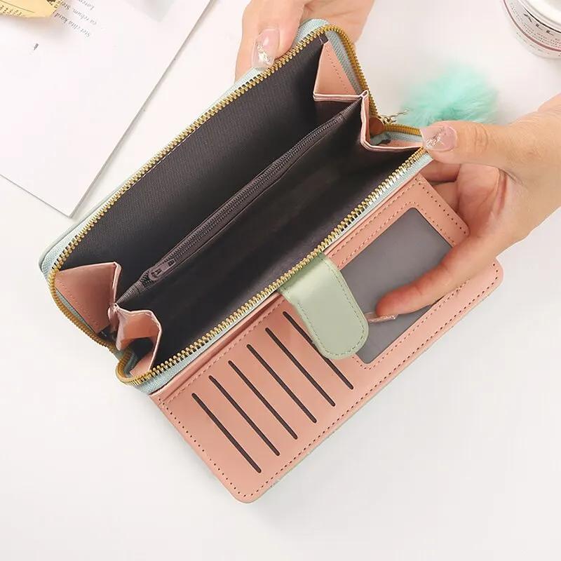 Frauen Reißverschluss Pu Leder Geldbörse Multi Card Organizer Halter Tasche Handy Clutch Tasche