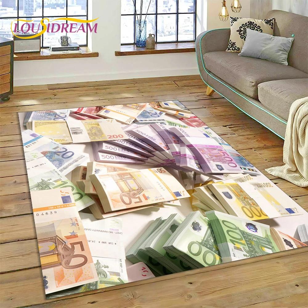 Rich Dollar Euro Pound Money 3D Cartoon Carpet Rug for Home Living Room Bedroom Sofa Doormat Decor,kids Play Non-slip Floor Mat