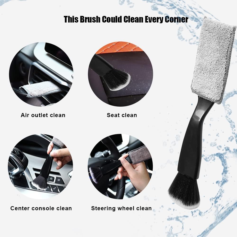 Double Head Brush for Car Clean 2PCS,Car Brushes for Detailing Interior,Car Detailing Brushes Exterior,Soft Car Detailing Brush(Double