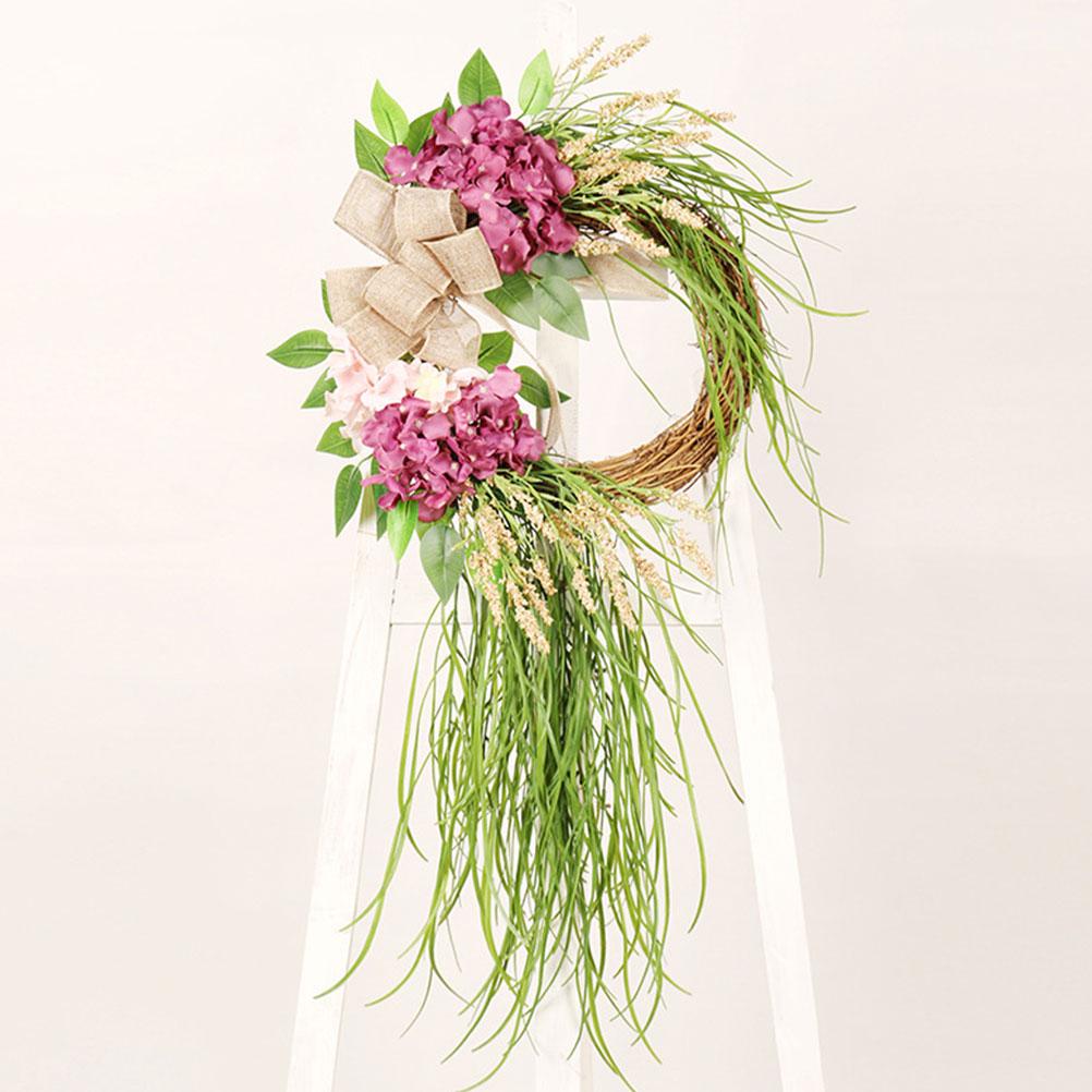 Artificial Hydrangea Wreath Home Decor Indoor Welcome Flower Vine Garland HangingFront Door Wedding Party