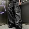 Y2K Phantom Jeans High Street Spider Embroidered Patch Hip Hop Streetwear Gothic Retro Oversized Baggy Fit Unisex Mopping Pants