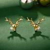 1 Pair of Cute Fashion Antler Earrings for Christmas Fashion Earrings and Synthetic Zircon Fashion Earrings