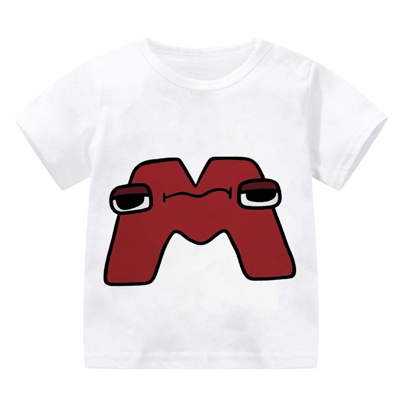 New Alphabet Lore T Shirt Print Cartoon Casual Summer Children Short-sleeved Anime T-shirt Kids Clothes Boy Game Series T Shirt