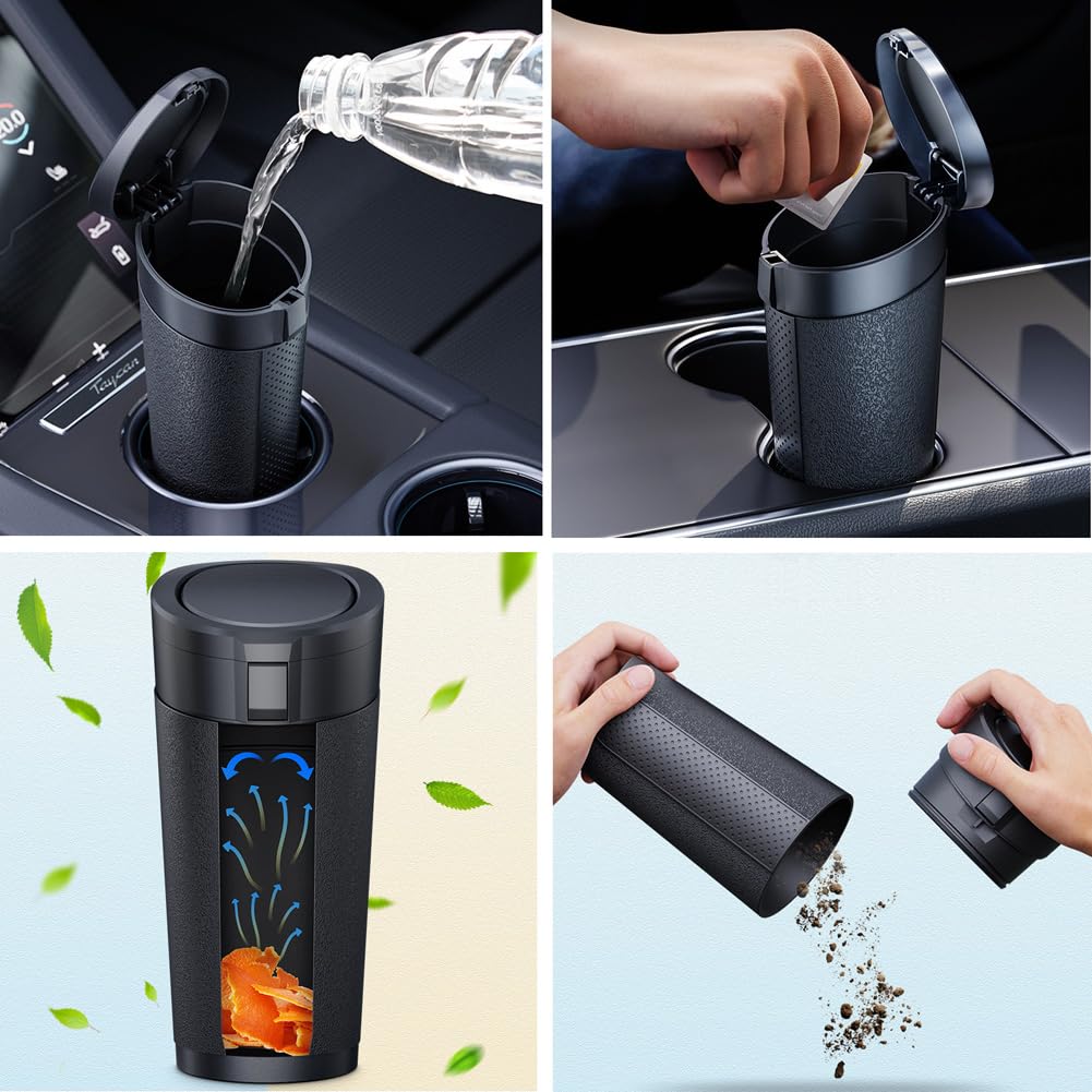 Waterproof Car Trash Container with Lid Leak Proof Portable Garbage Can Auto Vehicle Multifunctional Organizer Bin