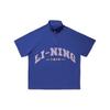 Li Ning Reignite Series Letter Print Pattern Stand Collar Half Zip Loose Short Sleeve T-Shirt Men Tops Shadow-Purple-Blue ATSU095-3