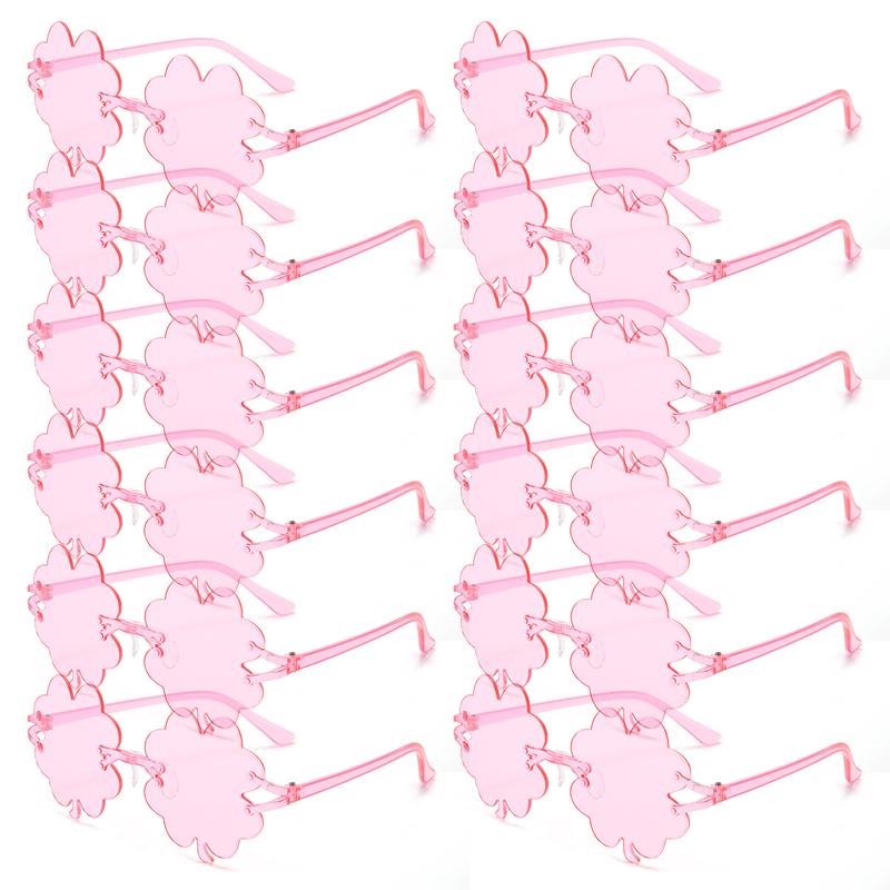 12 Pairs Per Set Fashion Rimless Floral Shades Women Candy Color Decor Party Sunglasses Ins Brand Design Sun Glasses
