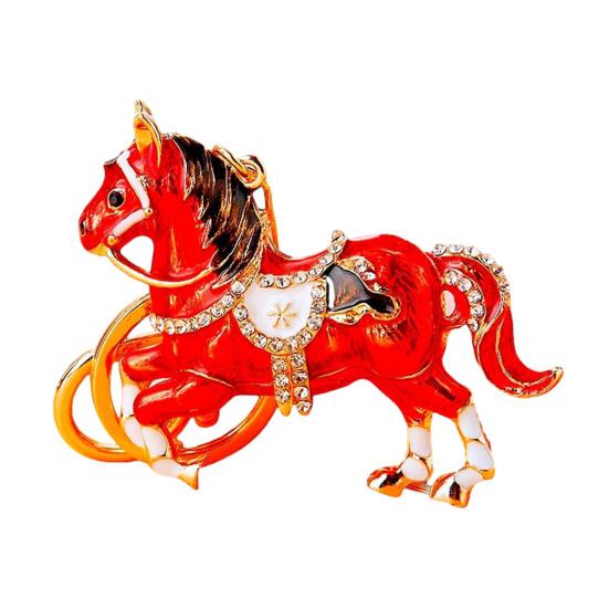 Horse Keychain Sparkling Rhinestone Keyring with Sparkling Rhinestones Inlaid Decorative Good Fortune Key Chain Holiday Accessory