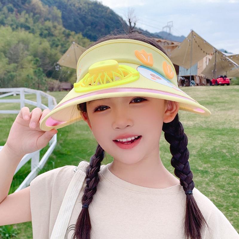 1154 Children's hat with large brim fan empty top hat for boys and girls cartoon cute outdoor sun hat