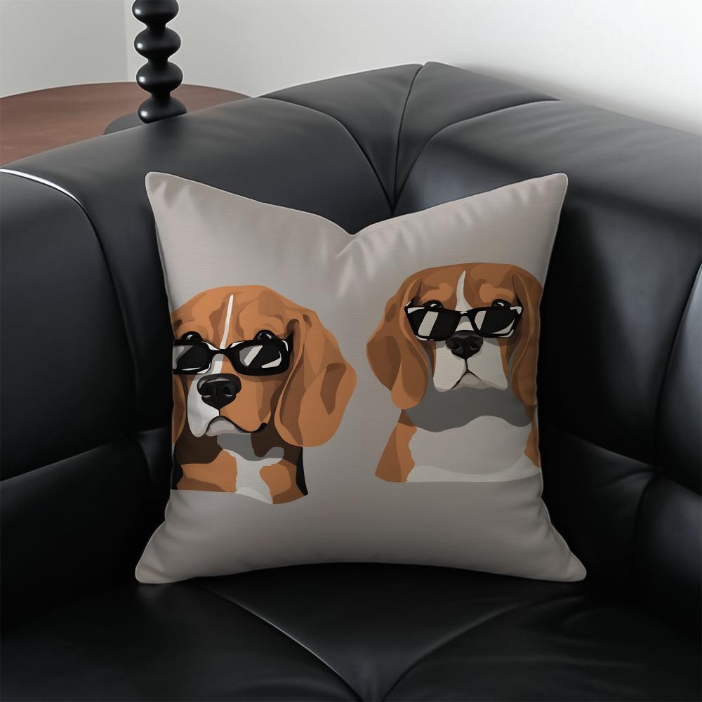 Cute Beagle Dodong Pet Cushion Cover Pillow Case Antidustmite Invisible zipper silky plush cushion