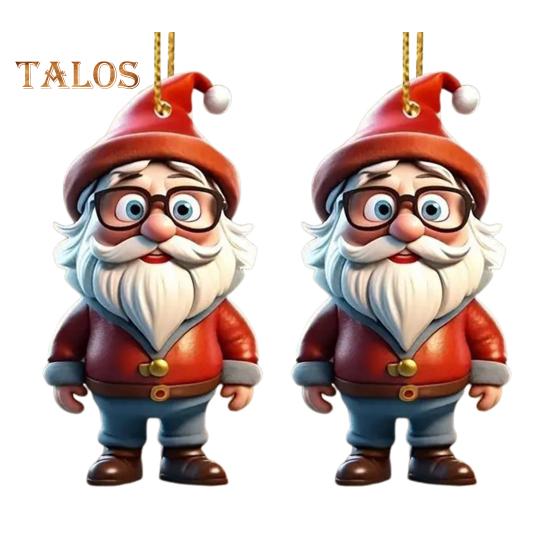 1 Pair Cartoon Figures Pendant Easy To Hang Acrylic Christmas Ornaments Colorful Reusable Hanging Pendant for Festive Home Decor Xmas Tree