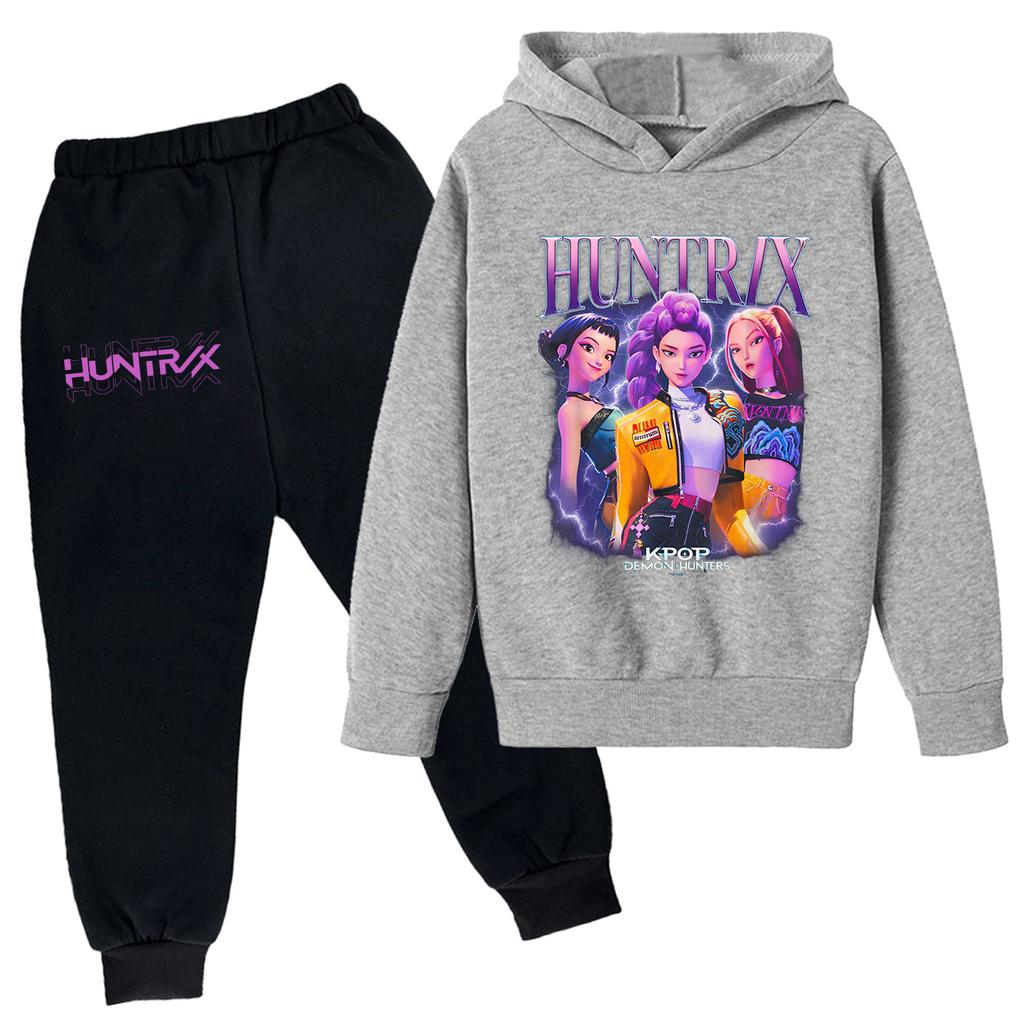 Plush Long Sleeved Pants Loose Pullover Hoodie Set For Children