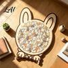 Decorative Puzzle Toy Wooden Animal Jigsaw Puzzle Pig Rabbit Theme Difficult Interactive Challenge Game Kids Adults for Desk Decoration Learning