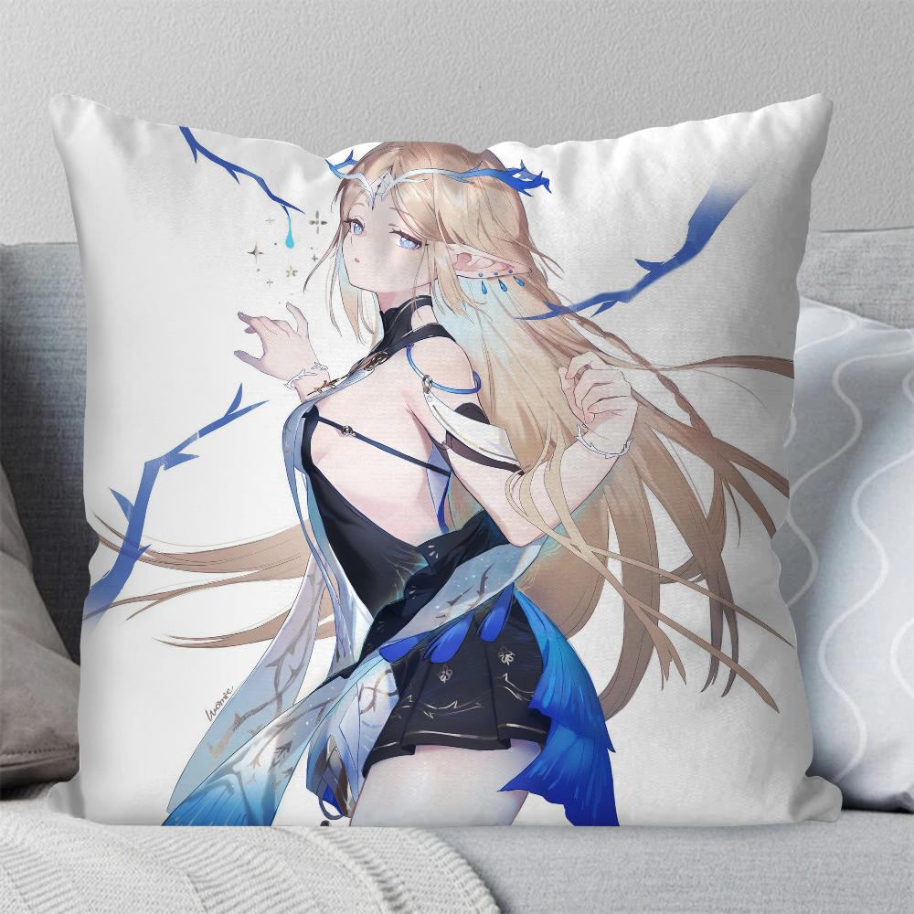 Cartethyia Anime Game W-Wuthering Waves Pillow Case Square Pillow Bedroom Sofa Leisure Comfort Living Room Home Decoration 40X40