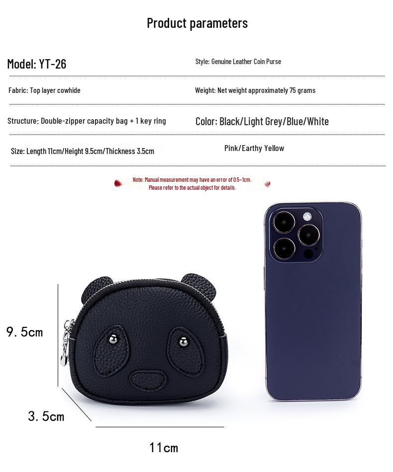 Women's Genuine Leather Large Capacity Double Zipper Coin and Lipstick Pouch