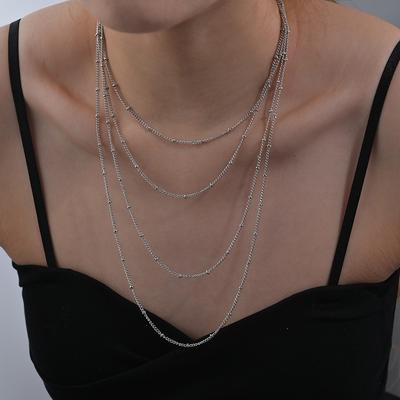 Collier personnalisé à plusieurs rangs de perles mélangées, les femmes portent des colliers longs à plusieurs rangs