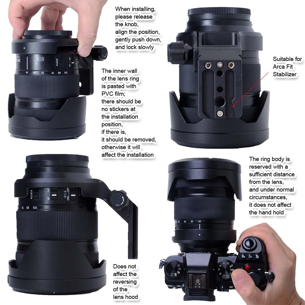 iShoot Lens Ring Tripod Compatible with Panasonic Lumix S F4 Macro Camera Lens Support Lens Bracket Tripod Tripod Mount Fit Quick Release Compatible