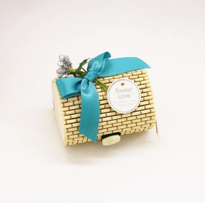 DIY Forest Bamboo Wedding Candy Box Gift Packing Favor Storage Box Bow Ribbon Party Decor