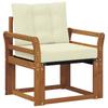 Outdoor Sofa Set Solid Acacia Wood and Textilene Natural and Cream