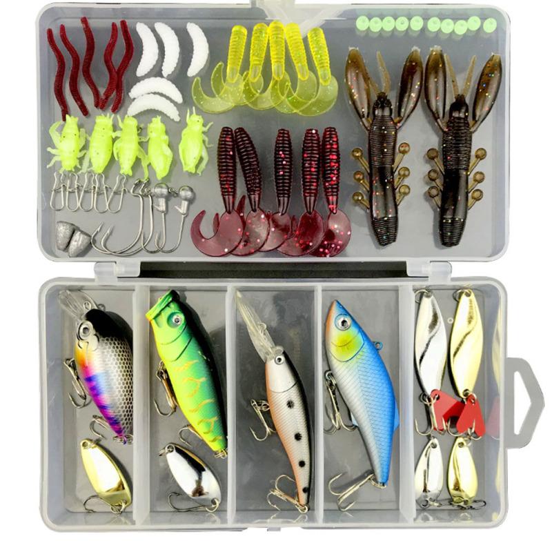 Sada více rybářských návnad Woblery Míchané barvy Sada návnad Umělá tvrdá návnada Minnow Jig Spoon