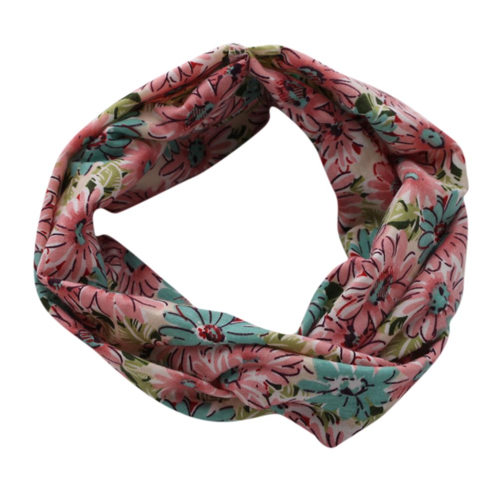 Bohemian Cross Headbands Retro Floral Print Turban Headwrap Elastic Hairband For Women Girl