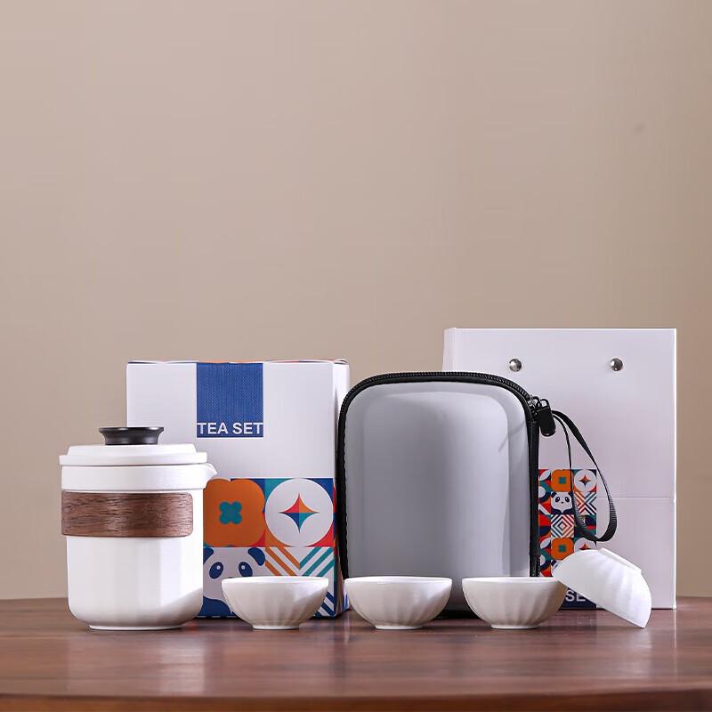 Portable One Pot Four Cups Ceramic Travel Tea Set
