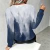Plus Size Women V Neck Lantern Long Sleeve Top Color Block Print Slim Fit Casual Blouse