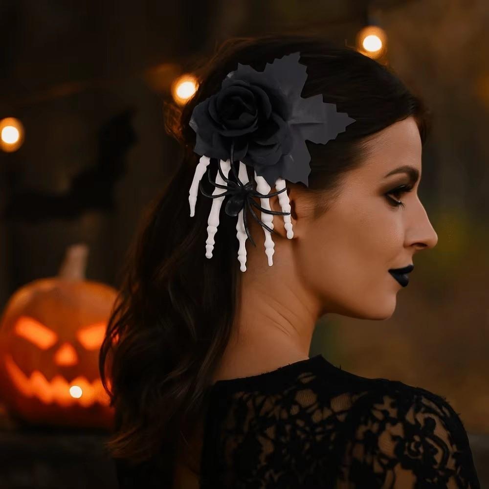 Flower Ghost Claw Hair Clip Vintage Skull Clip New Skeleton Hand Hairpin  Halloween
