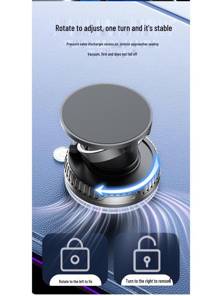 Vacuum Car Phone Holder: Foldable Magnetic Dashboard Mount for Navigation
