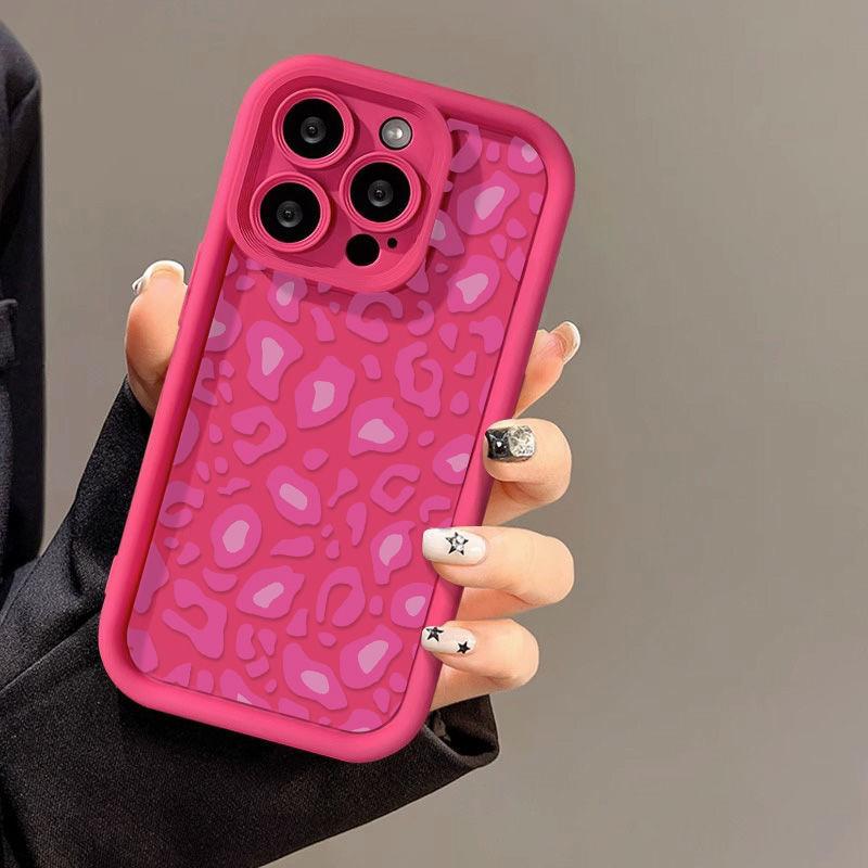 Rose red leopard print for iPhone17promax mobile phone case 17 Apple 16 matte 14/15 premium 13 fine holes
