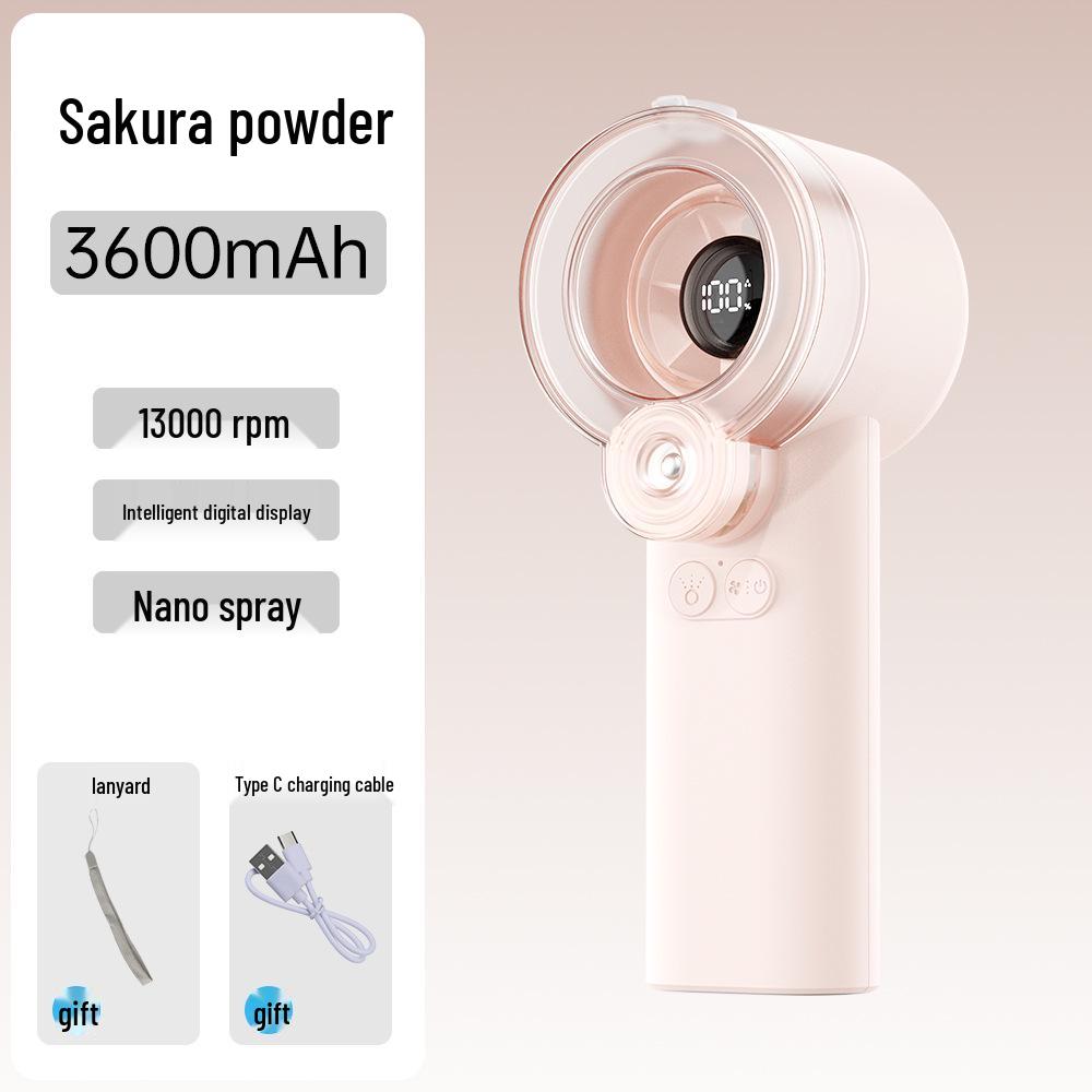 

Rechargeable Handheld Mini Fan with Long-Lasting Cooling, Silent Turbine, and Portable Spray Humidifier 60*54*168mm