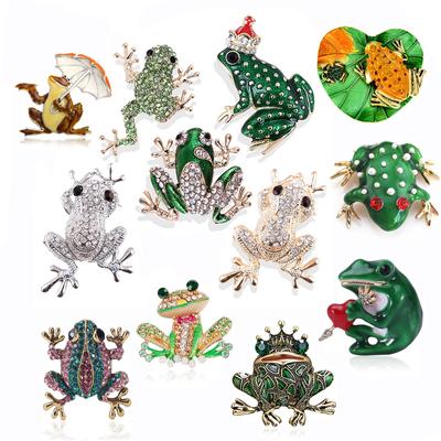 New Rhinestone Funny Frog Brooch Vivid Animal Pin Clothing Accessories