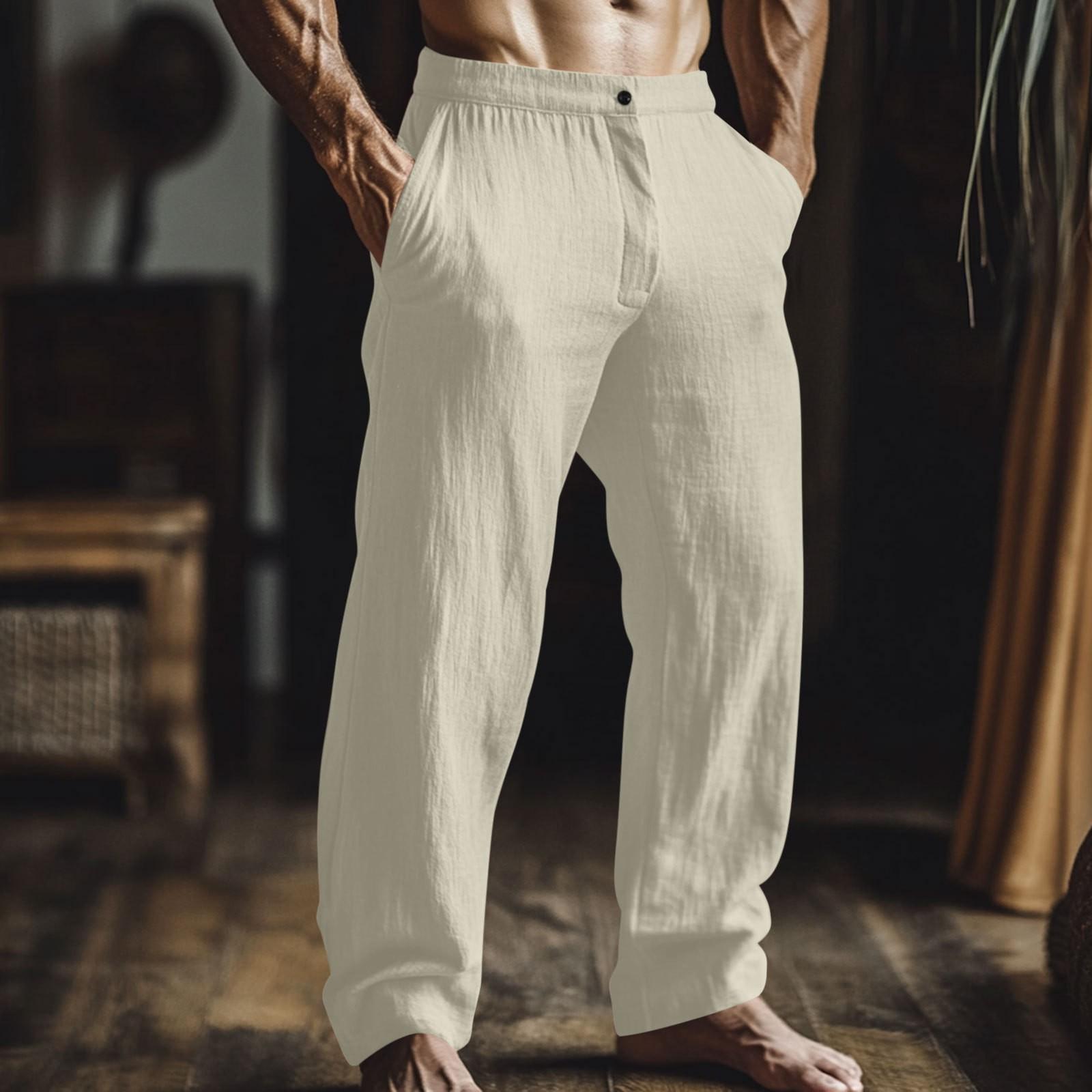 

Чоловічі повсякденні вільні прямі літні пляжні штани для йоги на кулісці L бежевий